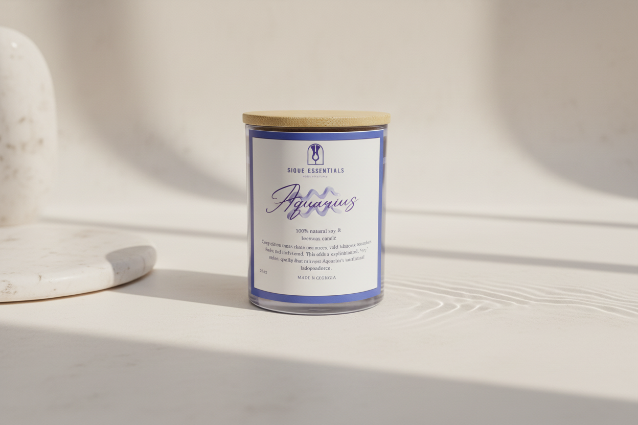 Aquarius candle with cohesive background