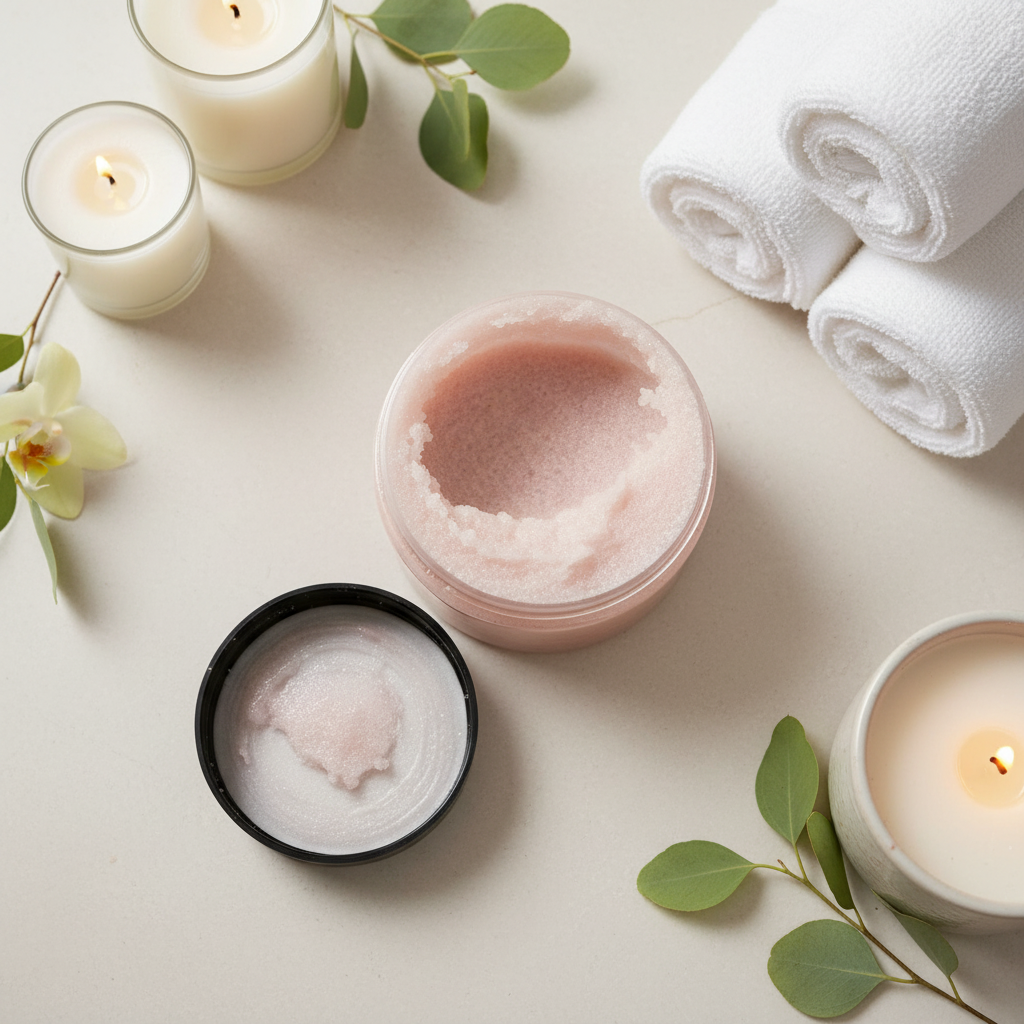 Essential Moisturizing Sugar Scrub - Open Jars Spa Background