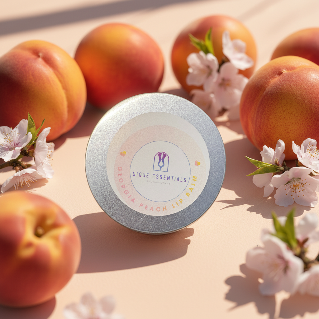 Georgia Peach Lip Balm - Lid Peach Background
