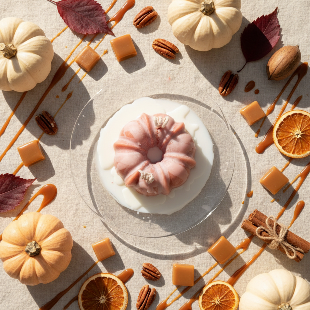 Pink Bundt Candle - Autumn Flat Lay