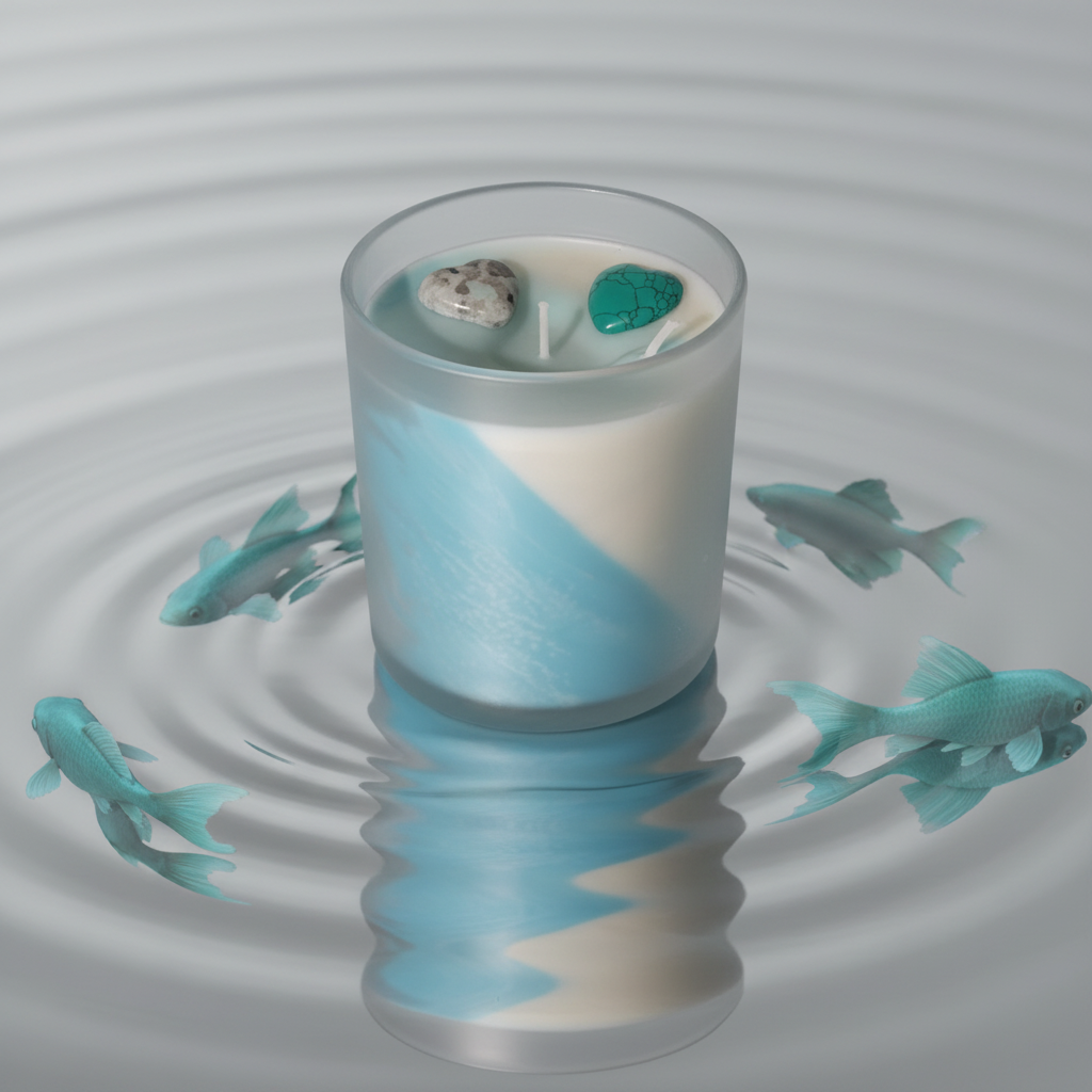 Pisces Candle with Aqua Fish