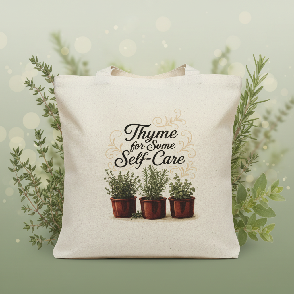 Thyme for Some Self-Care Tote - Thyme Background